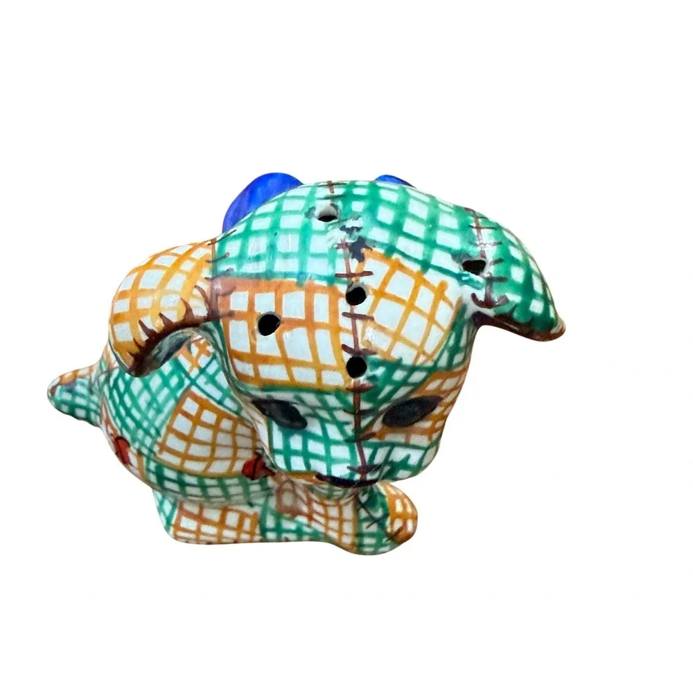 Brayton Laguna‎ Pottery Gingham Dog Shaker Vintage Patchwork Kitsch Folk Art 3